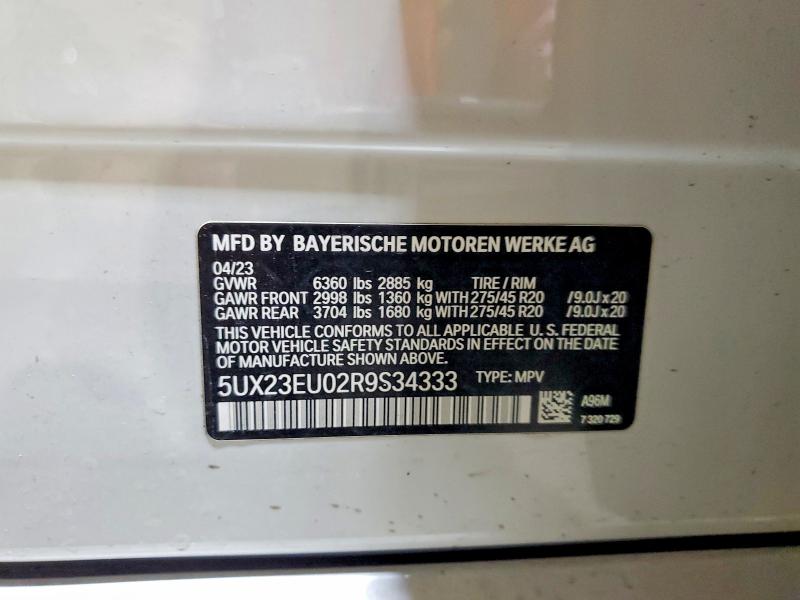 2024 Bmw X5 მანქანა იყიდება აუქციონზე, vin: 5UX23EU02R9S34333, აუქციონის ნომერი: 49441776