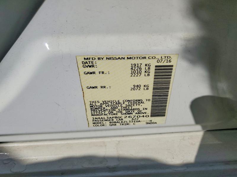 2016 Nissan Altima მანქანა იყიდება აუქციონზე, vin: 1N4AL3AP8GC267040, აუქციონის ნომერი: 49312026