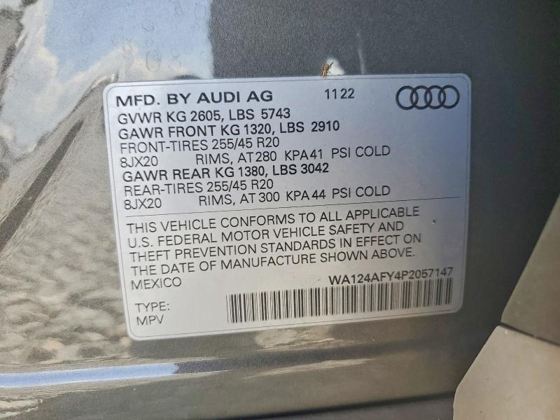 Продажа на аукционе авто 2023 Audi Sq5, vin: WA124AFY4P2057147, номер лота: 48285486