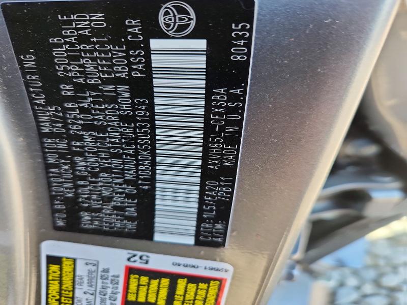 2025 Toyota Camry მანქანა იყიდება აუქციონზე, vin: 4T1DBADK5SU531943, აუქციონის ნომერი: 49169696
