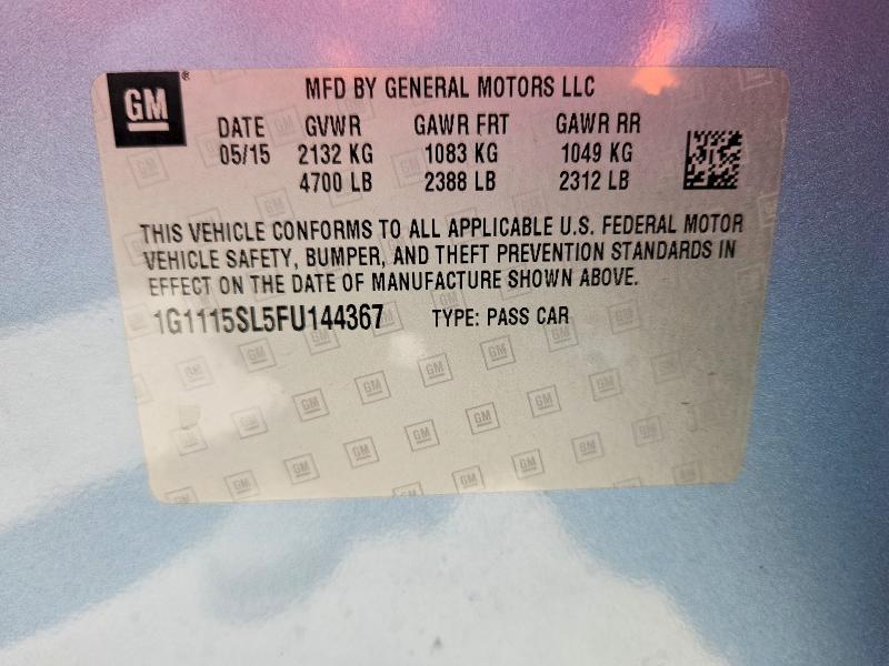 50686316 :رقم المزاد ، 1G1115SL5FU144367 vin ، 2015 Chevrolet Impala مزاد بيع
