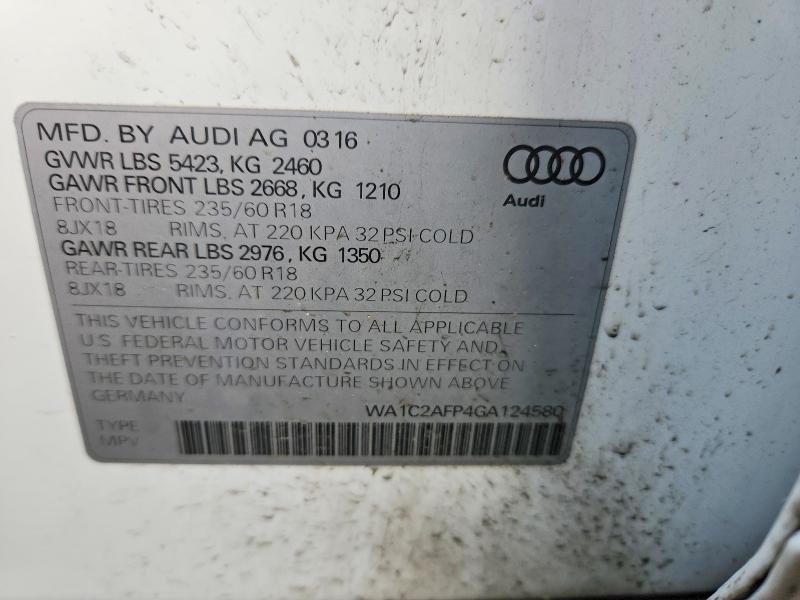 Продажа на аукционе авто 2016 Audi Q5, vin: WA1C2AFP4GA124580, номер лота: 49936266