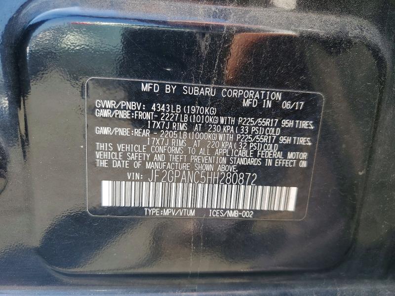 Продаж на аукціоні авто 2017 Subaru Crosstrek, vin: JF2GPANC5HH280872, номер лоту: 50706956