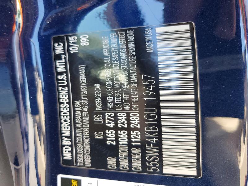Aukcja sprzedaży 2016 Mercedes-benz C, vin: 55SWF4KB1GU119457, numer aukcji: 48778466