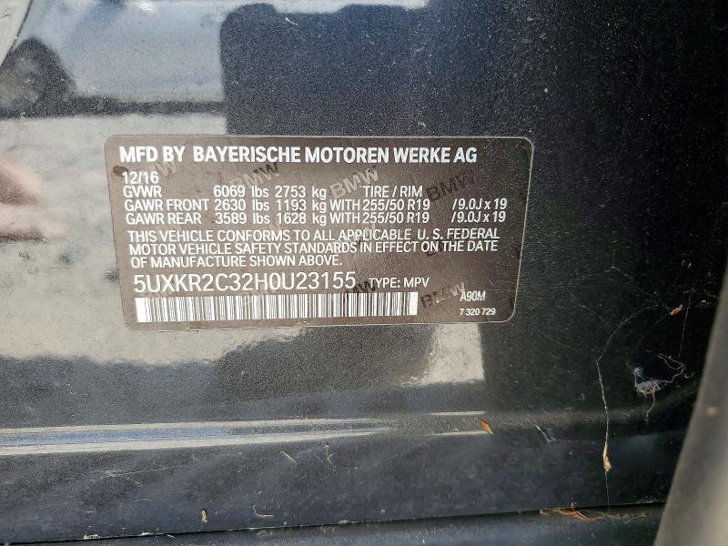 2017 Bmw X5 მანქანა იყიდება აუქციონზე, vin: 5UXKR2C32H0U23155, აუქციონის ნომერი: 48933156