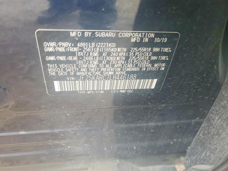 2020 Subaru Forester მანქანა იყიდება აუქციონზე, vin: JF2SKARC7LH446188, აუქციონის ნომერი: 50416136