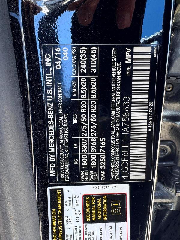 Продажа на аукционе авто 2017 Mercedes-benz Gls, vin: 4JGDF6EE1HA758633, номер лота: 51317466