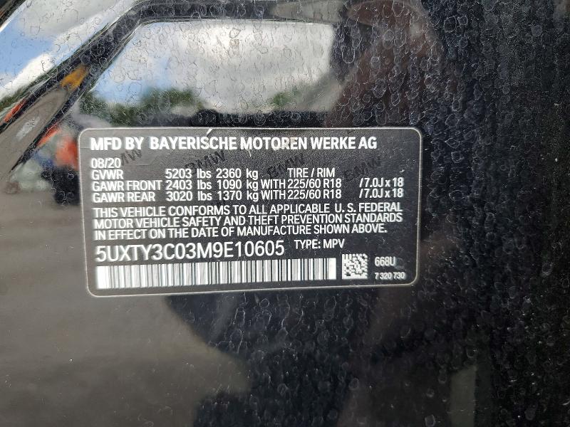 Aukcja sprzedaży 2021 Bmw X3, vin: 5UXTY3C03M9E10605, numer aukcji: 48942096