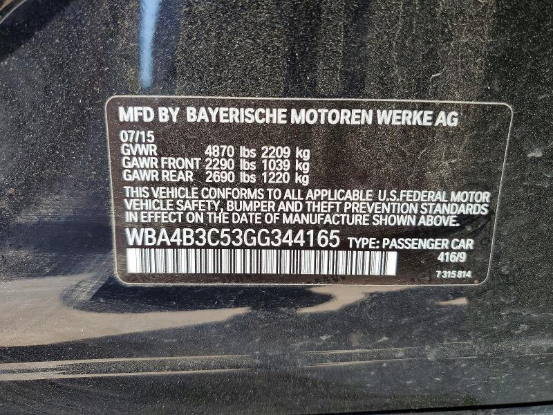 50139556 :رقم المزاد ، WBA4B3C53GG344165 vin ، 2016 Bmw 435 مزاد بيع