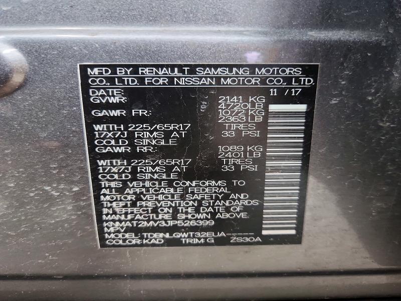51696446 :رقم المزاد ، KNMAT2MV3JP526399 vin ، 2018 Nissan Rogue مزاد بيع
