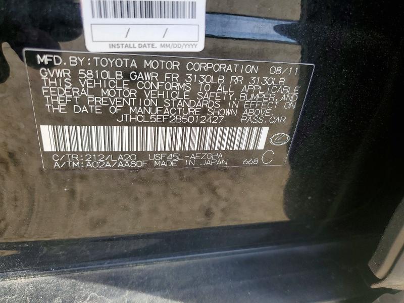 Aukcja sprzedaży 2011 Lexus Ls, vin: JTHCL5EF2B5012427, numer aukcji: 49300176