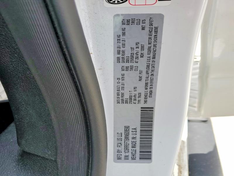 2021 Ram 1500 მანქანა იყიდება აუქციონზე, vin: 1C6RREFT6MN609590, აუქციონის ნომერი: 51313926