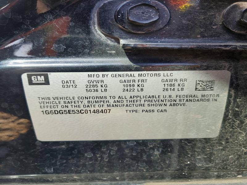 51873756 :رقم المزاد ، 1G6DG5E53C0148407 vin ، 2012 Cadillac Cts مزاد بيع