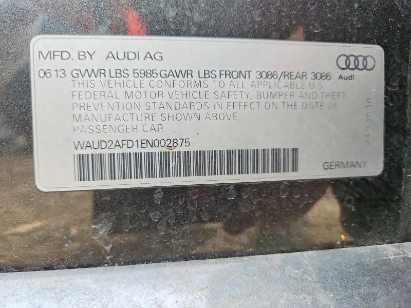 49652176 :رقم المزاد ، WAUD2AFD1EN002875 vin ، 2014 Audi S8 مزاد بيع