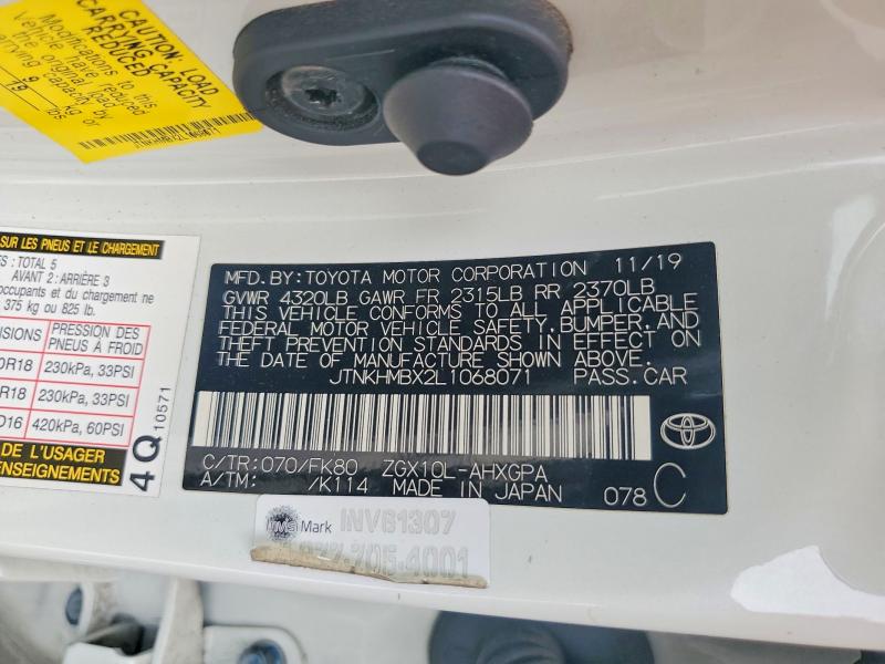 2020 Toyota C-hr მანქანა იყიდება აუქციონზე, vin: JTNKHMBX2L1068071, აუქციონის ნომერი: 49009656