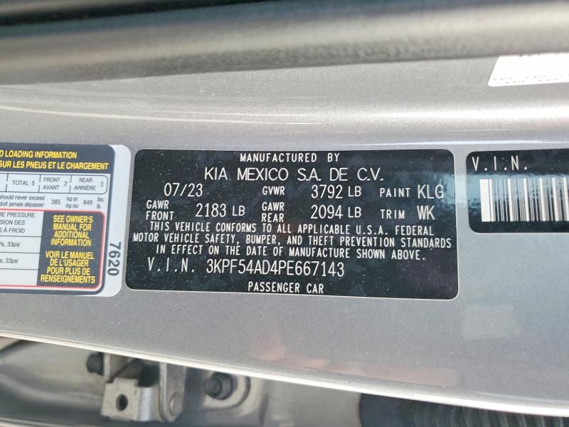 50955866 :رقم المزاد ، 3KPF54AD4PE667143 vin ، 2023 Kia Forte مزاد بيع