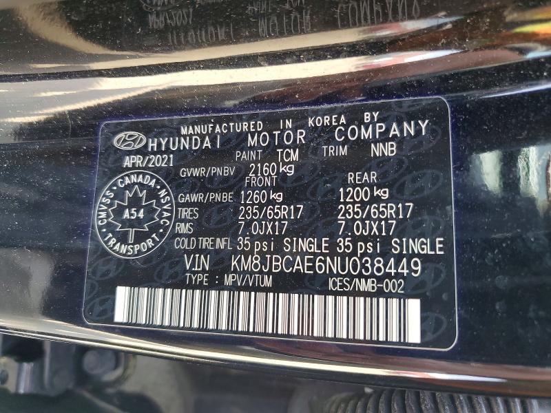 Aukcja sprzedaży 2022 Hyundai Tucson, vin: KM8JBCAE6NU038449, numer aukcji: 50672046