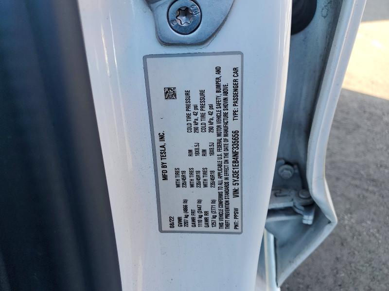 2022 Tesla Model 3 მანქანა იყიდება აუქციონზე, vin: 5YJ3E1EB4NF335656, აუქციონის ნომერი: 49316266