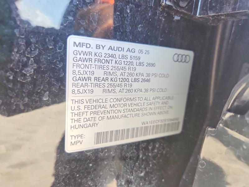 Aukcja sprzedaży 2025 Audi Q3, vin: WA1EECF32S1094092, numer aukcji: 50150036