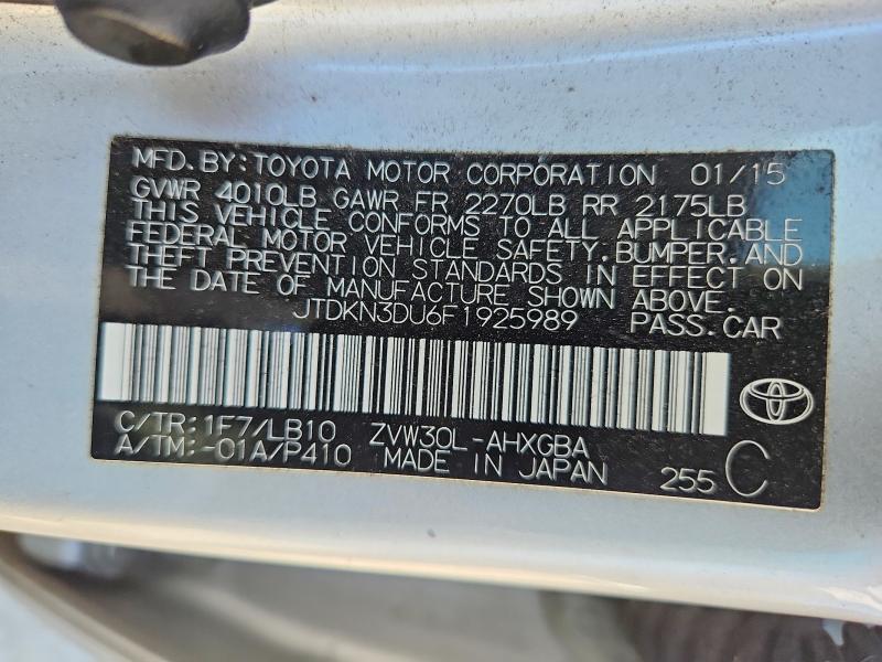 2015 Toyota Prius მანქანა იყიდება აუქციონზე, vin: JTDKN3DU6F1925989, აუქციონის ნომერი: 49296796