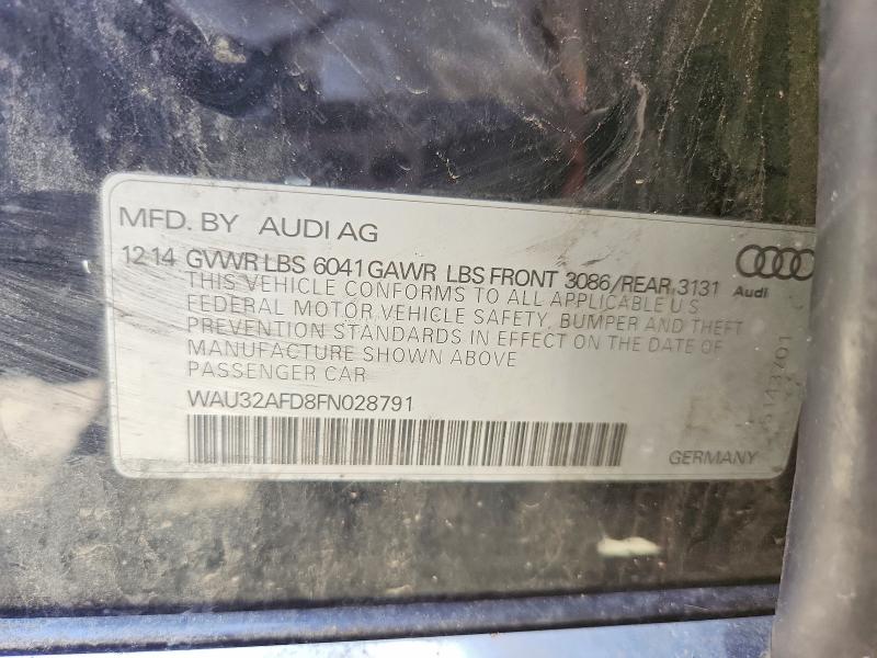 48403856 :رقم المزاد ، WAU32AFD8FN028791 vin ، 2015 Audi A8 مزاد بيع