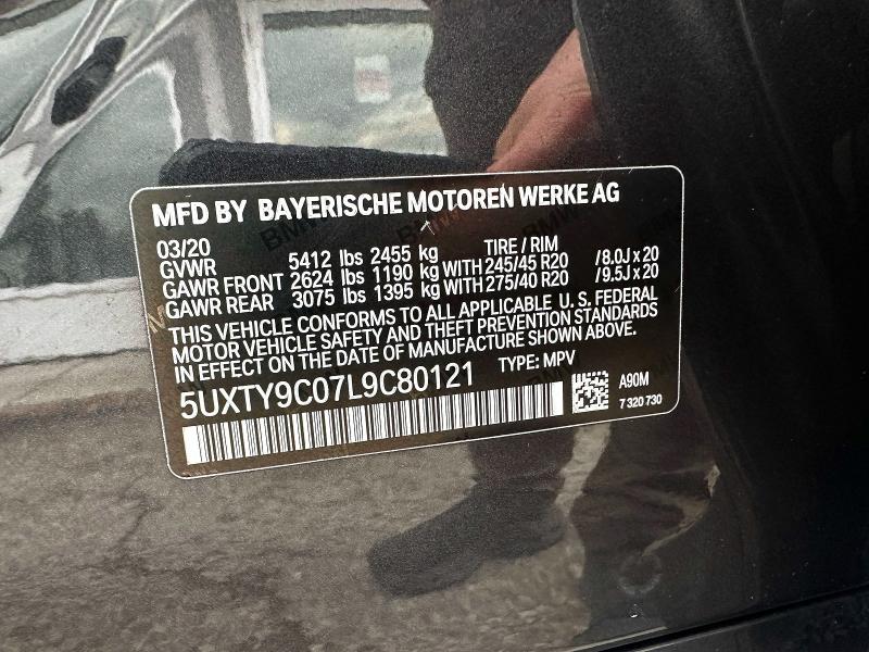 2020 Bmw X3 მანქანა იყიდება აუქციონზე, vin: 5UXTY9C07L9C80121, აუქციონის ნომერი: 50339216
