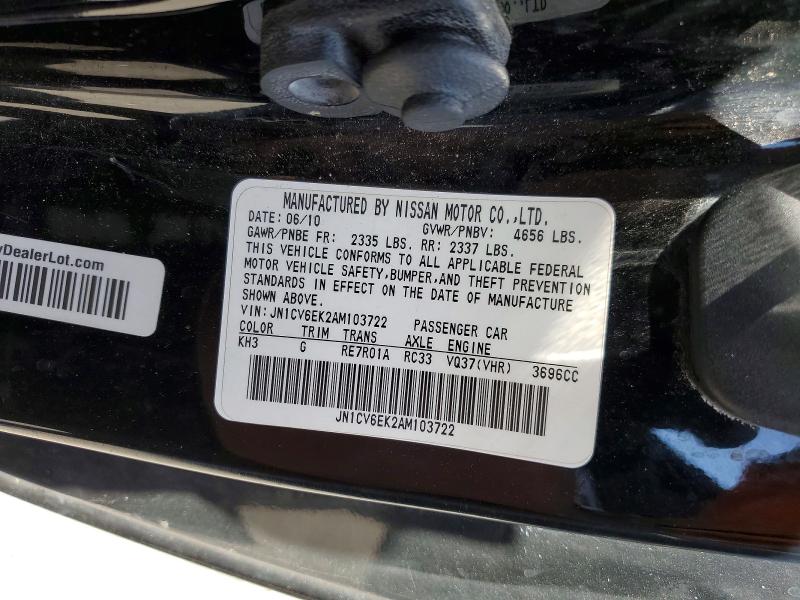 Продаж на аукціоні авто 2010 Infiniti G37 Coupe, vin: JN1CV6EK2AM103722, номер лоту: 50810976