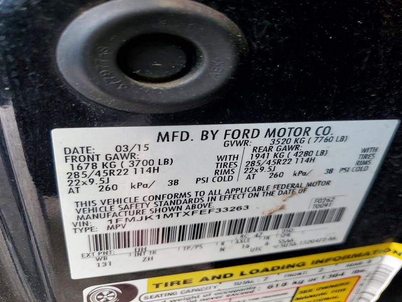 50501846 :رقم المزاد ، 1FMJK1MTXFEF33263 vin ، 2015 Ford Expedition مزاد بيع