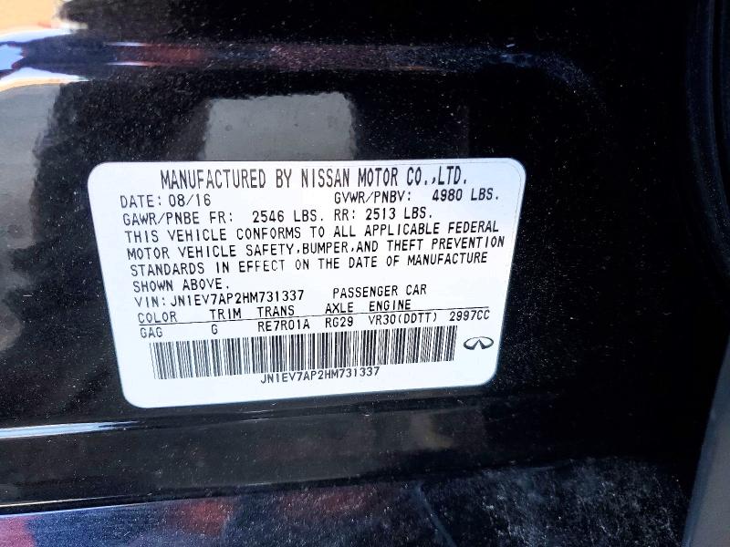Auction sale of the 2017 Infiniti Q50, vin: JN1EV7AP2HM731337, lot number: 52025516