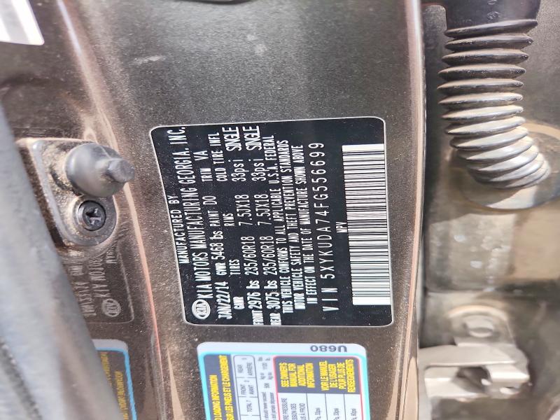 2015 Kia Sorento მანქანა იყიდება აუქციონზე, vin: 5XYKUDA74FG556699, აუქციონის ნომერი: 50063316
