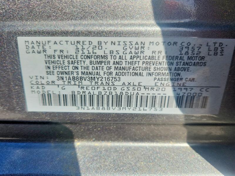 Продажа на аукционе авто 2021 Nissan Sentra, vin: 3N1AB8BV3MY216753, номер лота: 50182616
