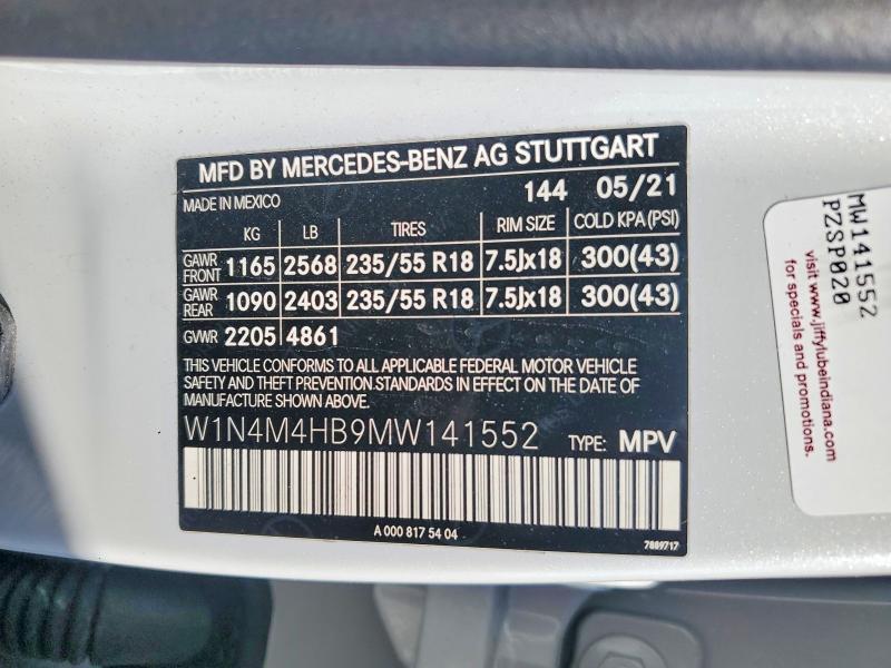 Продажа на аукционе авто 2021 Mercedes-benz Glb, vin: W1N4M4HB9MW141552, номер лота: 50925686