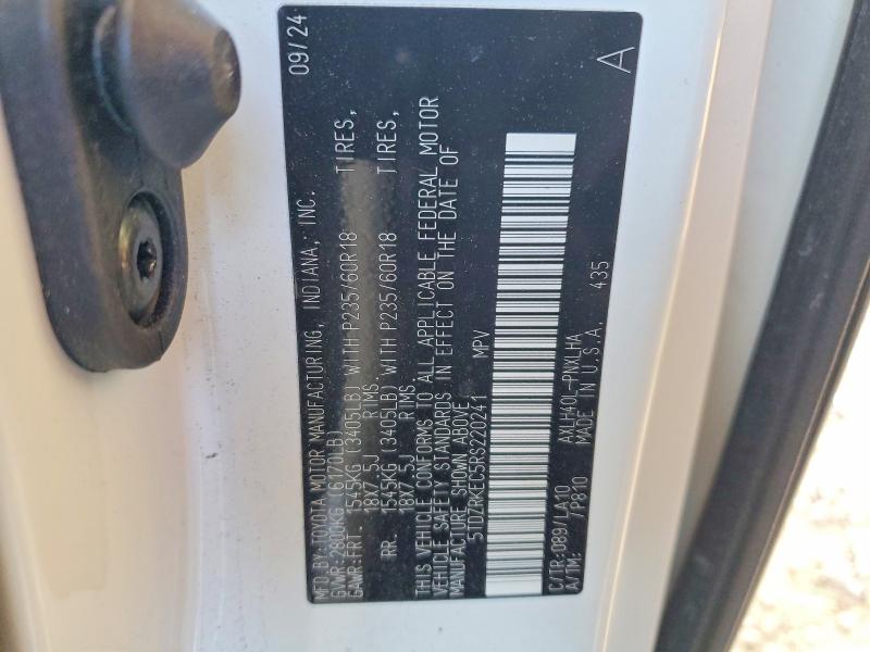50575646 :رقم المزاد ، 5TDZRKEC5RS220241 vin ، 2024 Toyota Sienna مزاد بيع