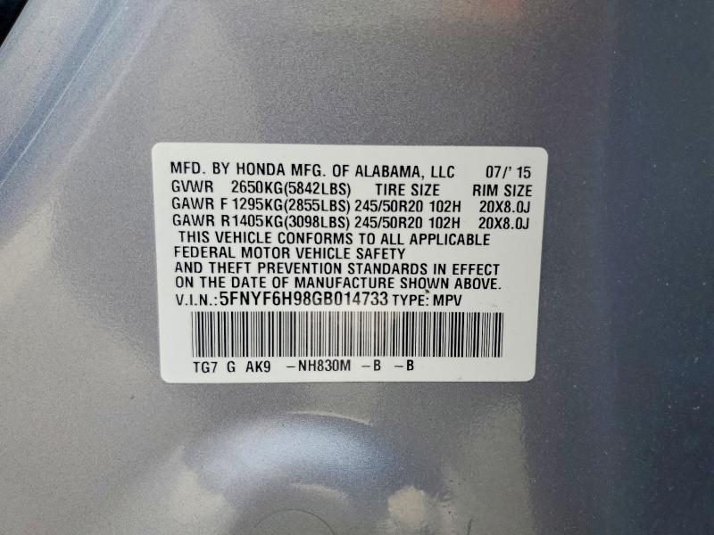 Продаж на аукціоні авто 2016 Honda Pilot, vin: 5FNYF6H98GB014733, номер лоту: 51627096