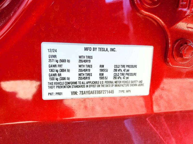 Aukcja sprzedaży 2025 Tesla Model Y, vin: 7SAYGAEE9SF271445, numer aukcji: 48834196