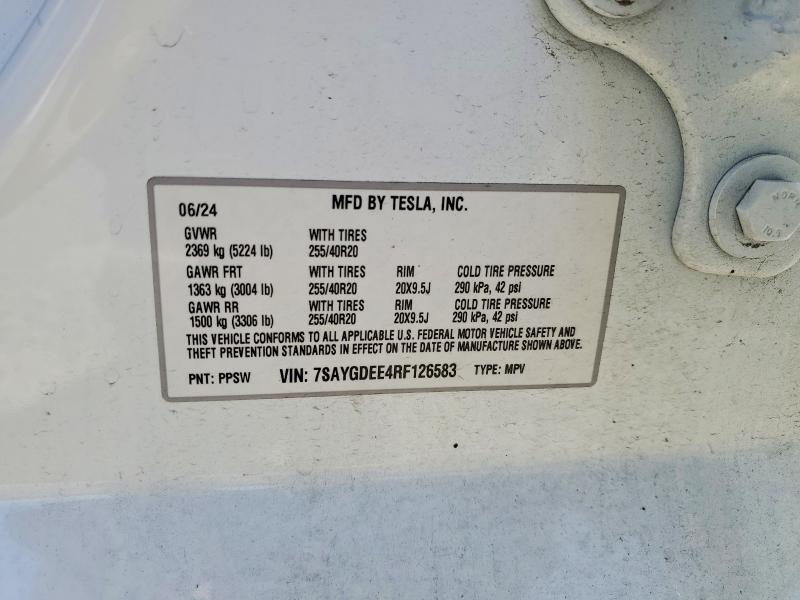 Продажа на аукционе авто 2024 Tesla Model Y, vin: 7SAYGDEE4RF126583, номер лота: 48715706