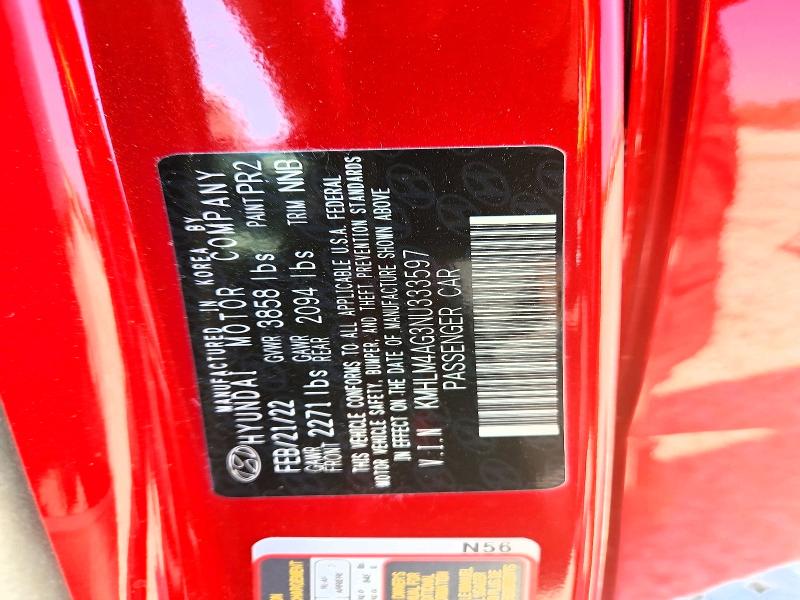Aukcja sprzedaży 2022 Hyundai Elantra, vin: KMHLM4AG3NU333597, numer aukcji: 50597856