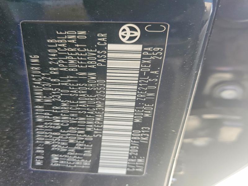 Aukcja sprzedaży 2021 Toyota Corolla, vin: 5YFEPMAE3MP225530, numer aukcji: 50781876