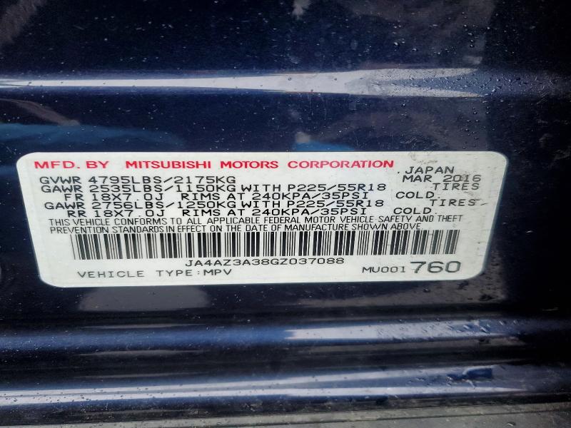 Продаж на аукціоні авто 2016 Mitsubishi Outlander, vin: JA4AZ3A38GZ037088, номер лоту: 48639746