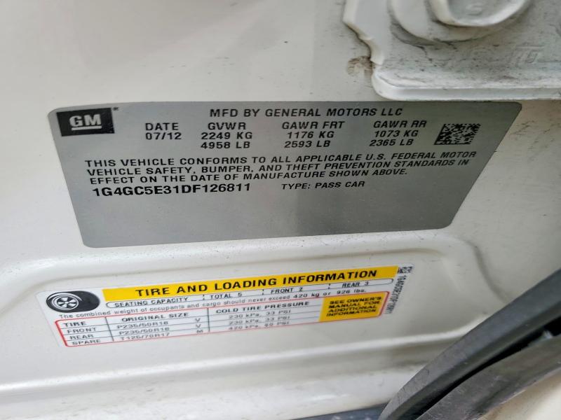 Продаж на аукціоні авто 2013 Buick Lacrosse, vin: 1G4GC5E31DF126811, номер лоту: 48688436