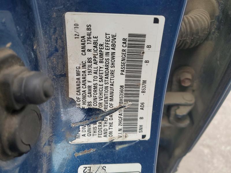 Продаж на аукціоні авто 2011 Honda Civic, vin: 2HGFA1F83BH535608, номер лоту: 51648176