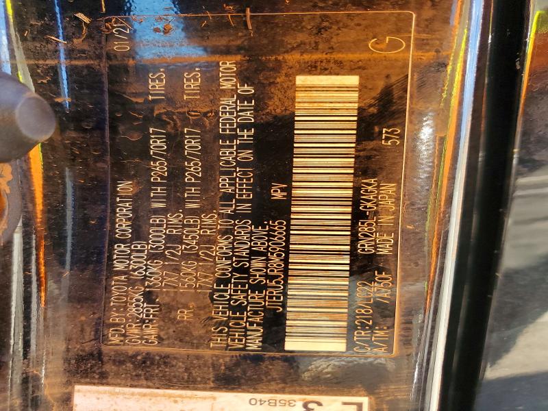 2021 Toyota 4runner მანქანა იყიდება აუქციონზე, vin: JTERU5JR8M5906665, აუქციონის ნომერი: 48175396