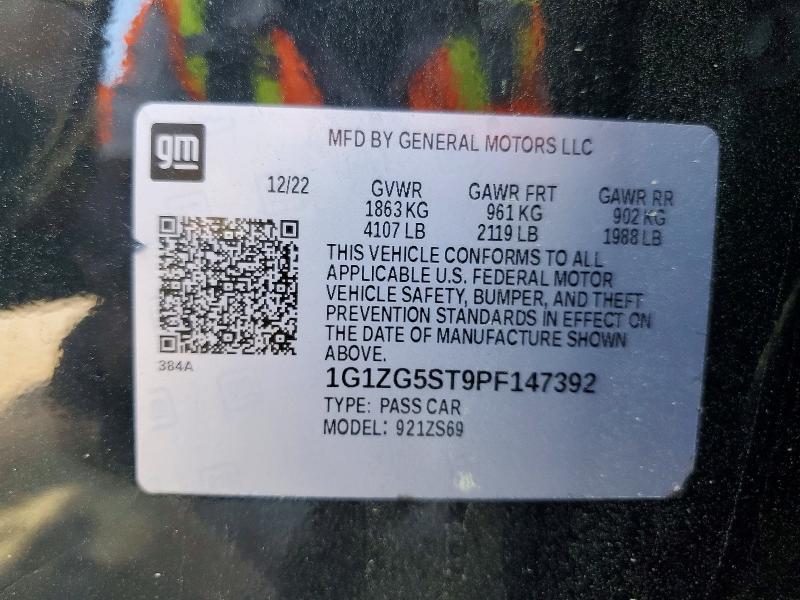 Продажа на аукционе авто 2023 Chevrolet Malibu, vin: 1G1ZG5ST9PF147392, номер лота: 49340616