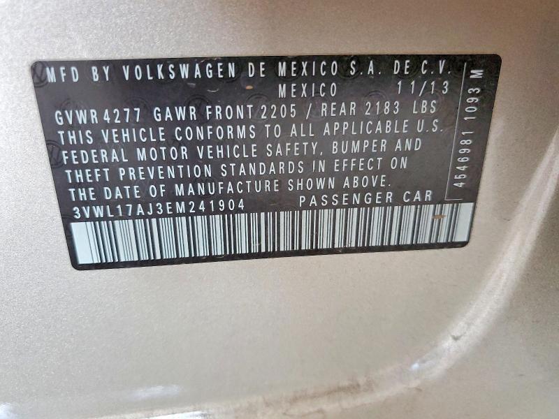 51553386 :رقم المزاد ، 3VWL17AJ3EM241904 vin ، 2014 Volkswagen Jetta مزاد بيع