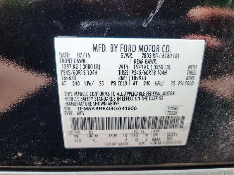Продаж на аукціоні авто 2016 Ford Explorer, vin: 1FM5K8B84GGA41956, номер лоту: 51136426