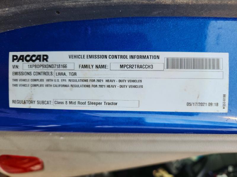 2022 Peterbilt 579 მანქანა იყიდება აუქციონზე, vin: 1XPBDP9X0ND718166, აუქციონის ნომერი: 54167616