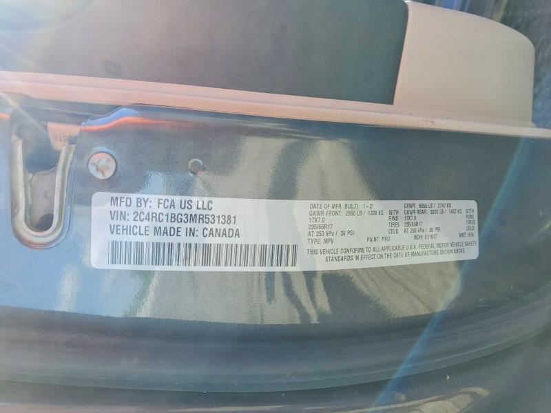 Продаж на аукціоні авто 2021 Chrysler Pacifica, vin: 2C4RC1BG3MR531381, номер лоту: 50236256