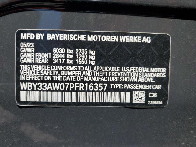 2023 Bmw I4 მანქანა იყიდება აუქციონზე, vin: WBY33AW07PFR16357, აუქციონის ნომერი: 50440696
