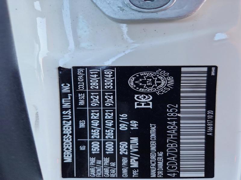 Aukcja sprzedaży 2017 Mercedes-benz Gle, vin: 4JGDA7DB7HA841852, numer aukcji: 50911986