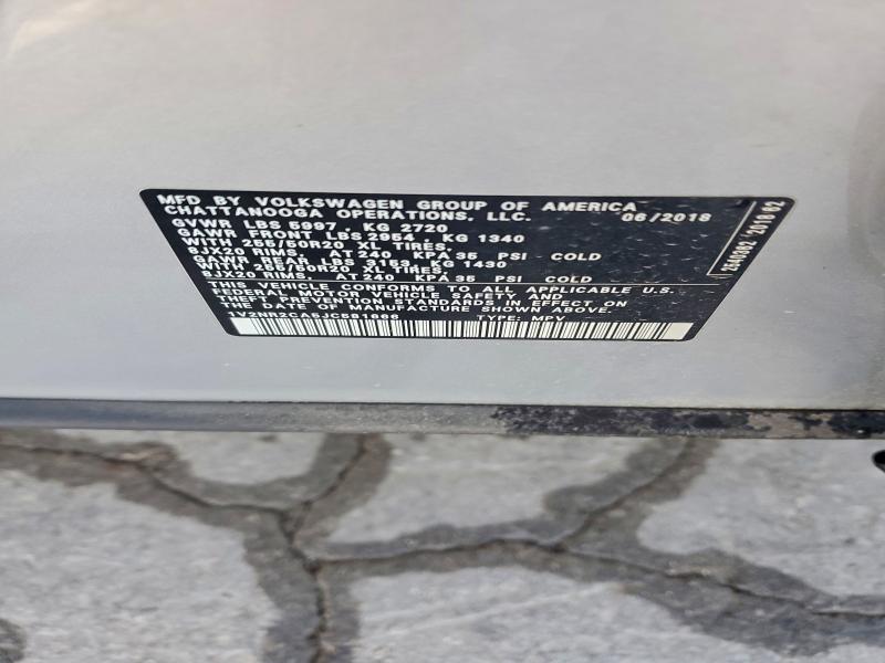 Продажа на аукционе авто 2018 Volkswagen Atlas, vin: 1V2NR2CA5JC581666, номер лота: 50451876
